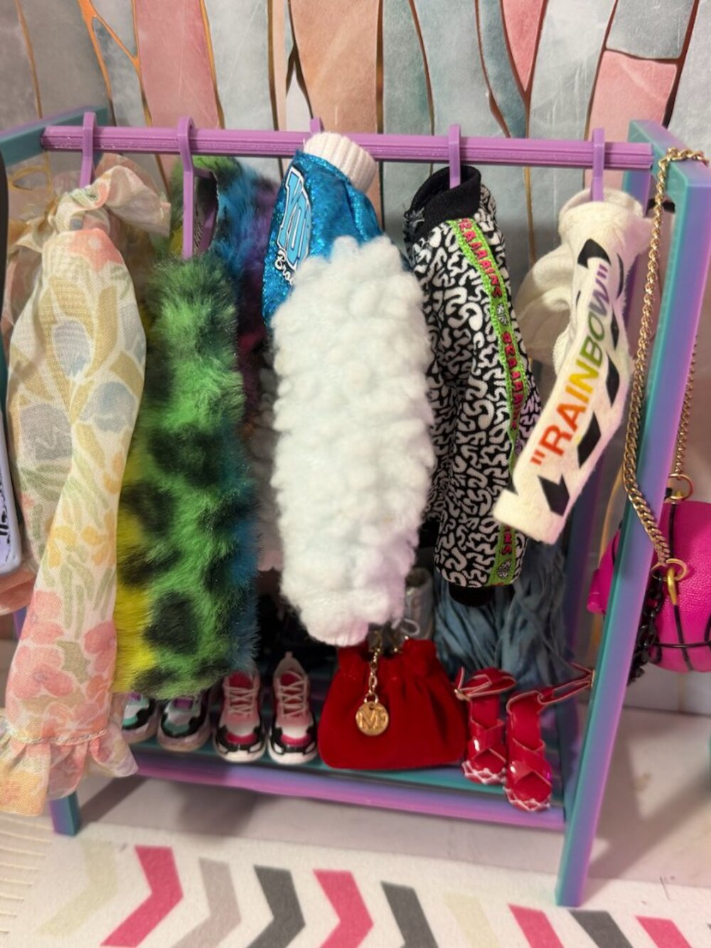 Barbie Doll Clothes Rack | 11.5-inch Fashion Doll Wardrobe Organizer